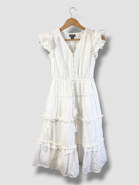 point sur Dresses & Skirts - J. Crew Point Sur Pom Pom Midi Dress 0P White Flutter Sleeve Minimalist Cottage
